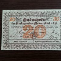 Банкнота - Австрия - 20 хелера UNC | 1920г., снимка 2 - Нумизматика и бонистика - 34720436