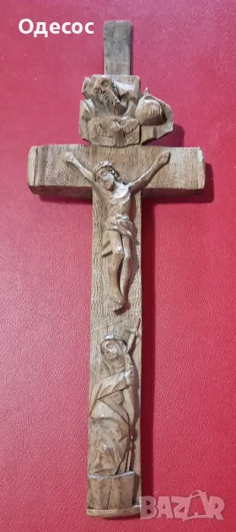 Разпятие(реликварен кръст)черешово дърво, снимка 1