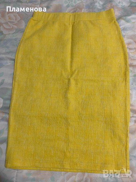 Жълта пола с висока талия, снимка 1