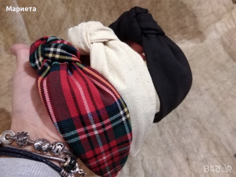 Диадеми с възел Диадема червено каре Черна Диадема Бяла диадема Ръчна изработка , снимка 1