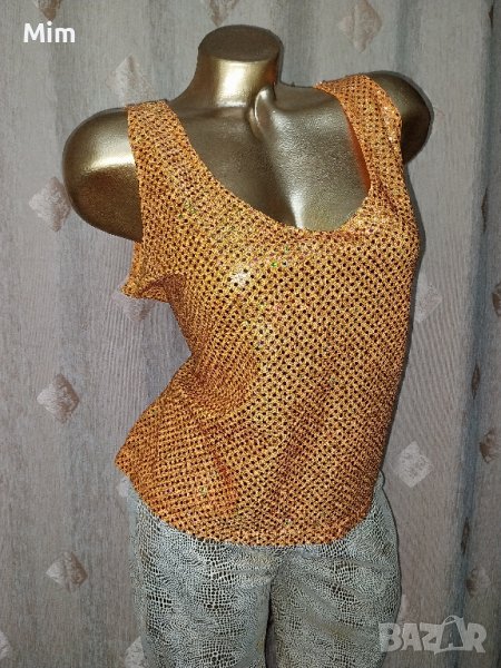 XL/XXL  Потник/топ / в оранжево с пайети , снимка 1