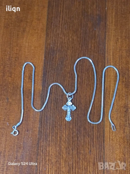 Сребърен синджир с кръст. 925 Проба. 40см. Цена 24,99лв. За Севлиево безплатна доставка., снимка 1