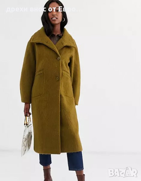 ASOS DESIGN Овърсайзед зелено дълго палто, снимка 1