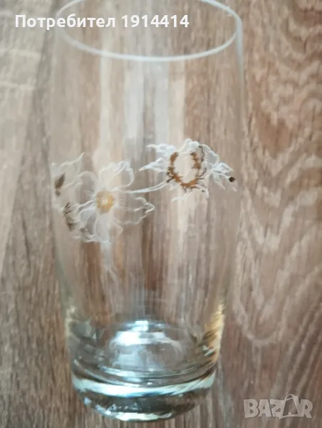 Стъклени чаши с цветя 12 бр., снимка 1