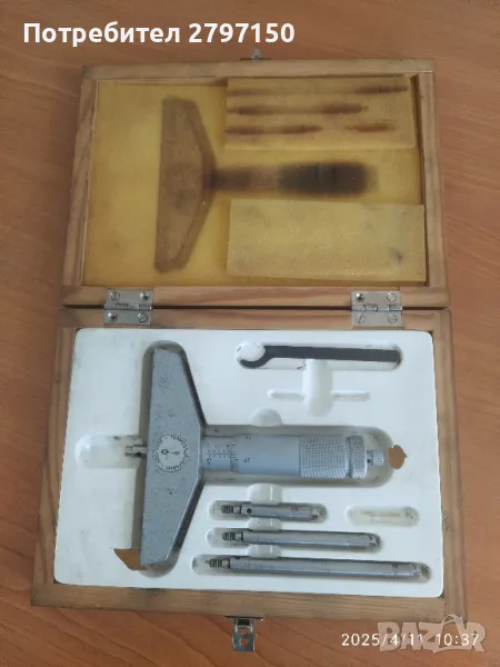 Микрометър дълбокомер 0-100 мм., снимка 1