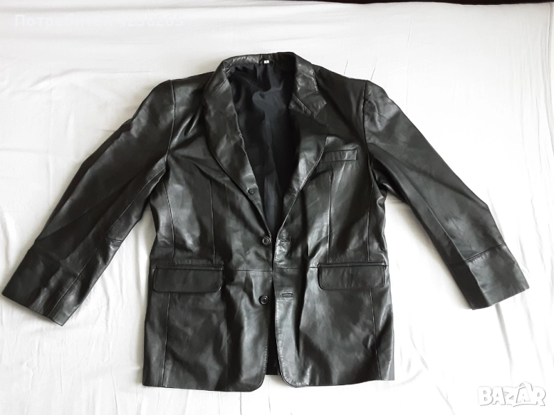 кожено сако, естествена кожа, ново, черно, размер L, снимка 1