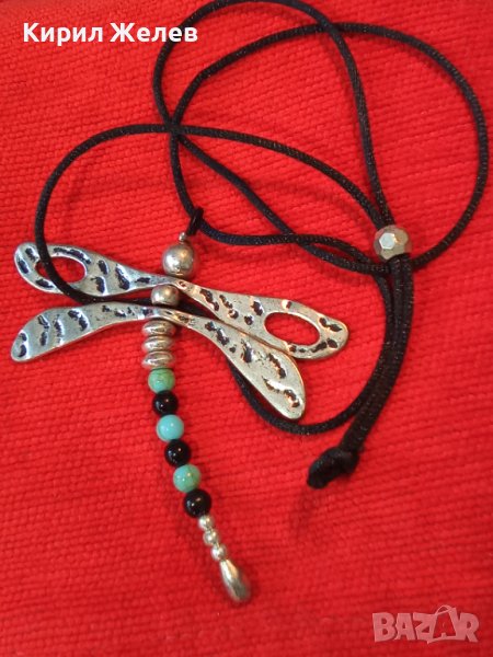 ПОСРЕБРЕНО ТЮРКОАЗЕНО ВОДНО КОНЧЕ ФИГУРАЛЕН АРТ МЕДАЛЬОН КОЛИЕ РАЗДВИЖЕН 34737, снимка 1