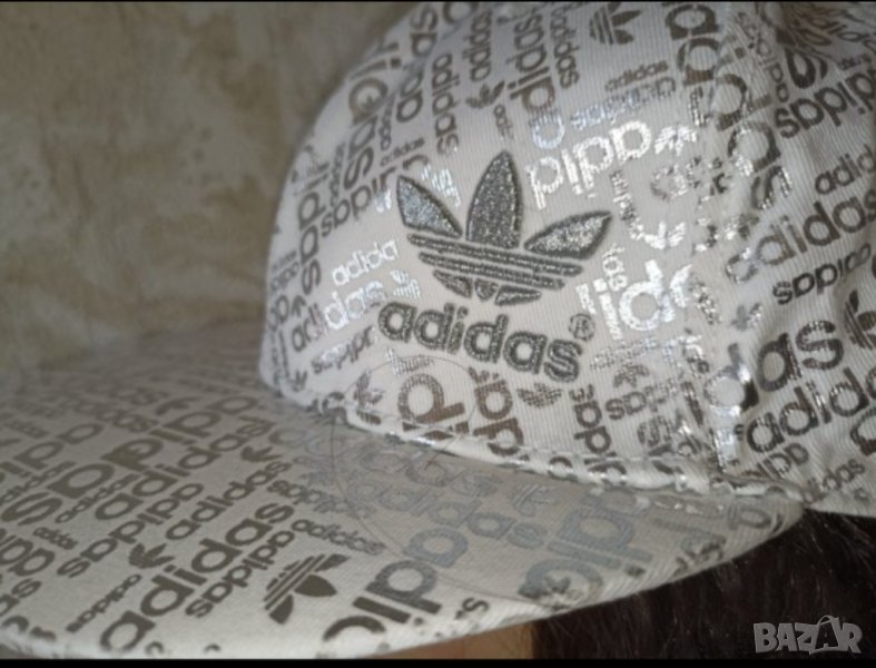 Adidas- L- Нова оригинална шапка с козирка - бяла със сребристо  бродирано лого  и надписи, снимка 1