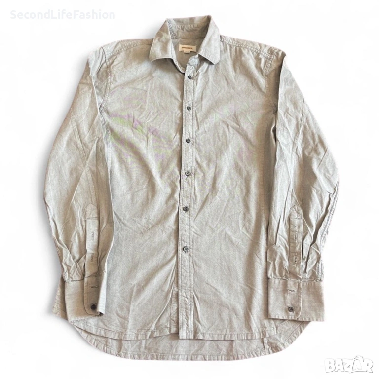 Мъжка риза с дълъг ръкав Diesel, сива, памучна, размер XL, с копчета, снимка 1