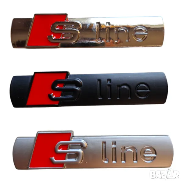 S-line метална емблема табелка за калник за Ауди Audi A3 A4 A5 A6 A7 A8 Q3 Q5 Q7, снимка 1