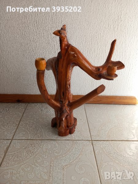 Дървен  ретро свещник, снимка 1