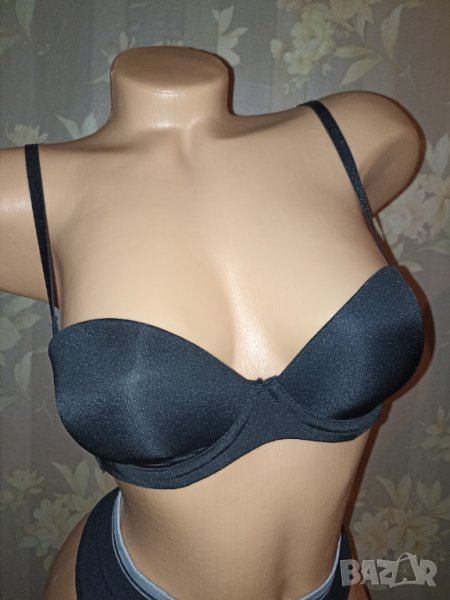Н&М 70 В- Черен сутиен с твърди чашки с банел тип бриджитка с откачащи се презрамки , снимка 1