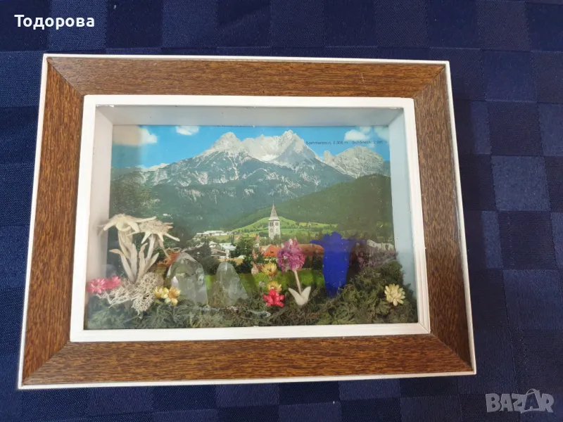 Хербаризирани цветя и кристали в рамка под стъкло  от Астрийските Алпи -Floralp Tyrol , снимка 1