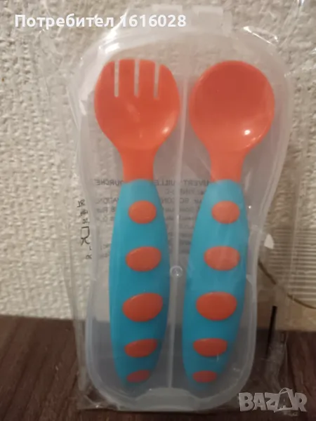 Комплект в кутийка бебешки прибори за хранене Лъжица и Вилица, снимка 1