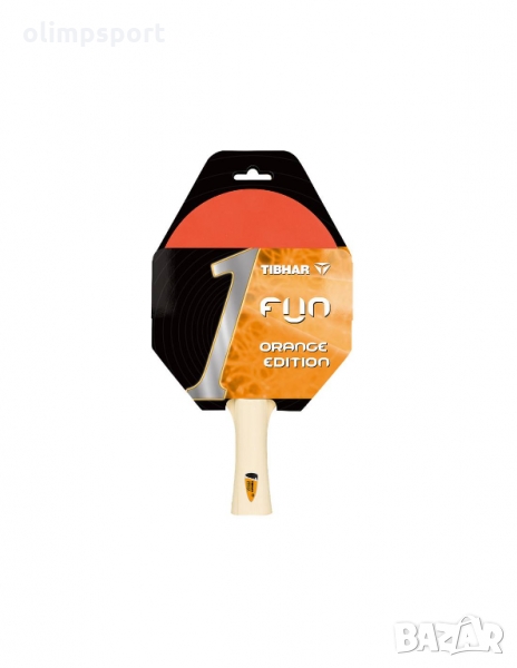 хилка за тенис  на маса нова tibhar fun orange edition черна,червена гладки гуми 1.6мм ракета за ком, снимка 1