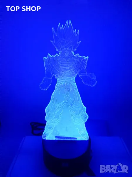 Dragon Ball Super Saiyan God Goku Екшън фигурки 3D настолна лампа 7 променящи цвета нощна лампа, снимка 1