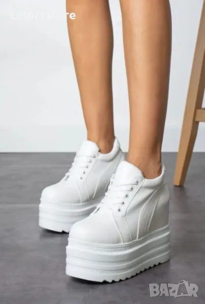 Кецове на платформа - бели - SJN56, снимка 1