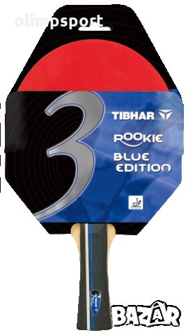 хилка за тенис  на маса нова tibhar rookie blue черна,червена гладки гуми 2.0мм play   ittf  сертифи