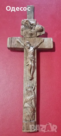 Разпятие(реликварен кръст)черешово дърво, снимка 1