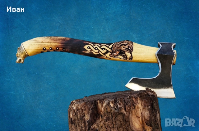 Брадва Мечка ръчна изработка топор секира подарък за мъж , снимка 3 - Ножове - 52203318