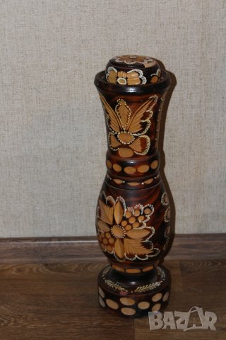 стара дървена ваза дърворезба, снимка 1