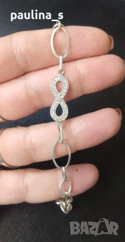 Сребърна гривна "Безкрайност" с циркони / проба 925 