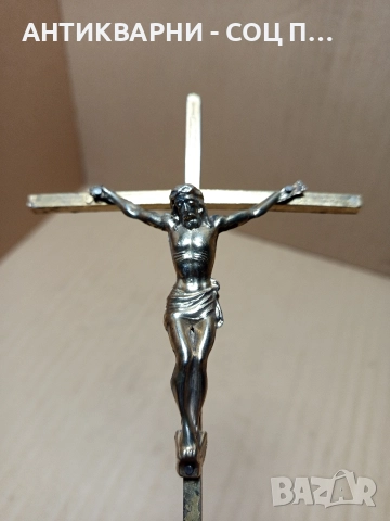 Стар Бронзов Кръст Исус Христос Инри. , снимка 3 - Антикварни и старинни предмети - 52842249