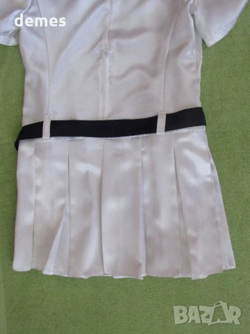  Бяла къса сатенена рокля с къс ръкав, нова, размер 42, снимка 7 - Рокли - 34095406