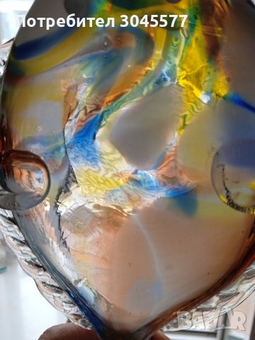 Пепелник Рибка от цветно стъкло 20,5*12,5 см, античен, снимка 9 - Колекции - 44240153
