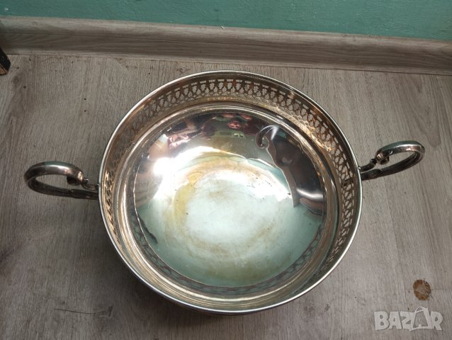Посребрена метална купа,фруктиера, снимка 2 - Други ценни предмети - 42284069
