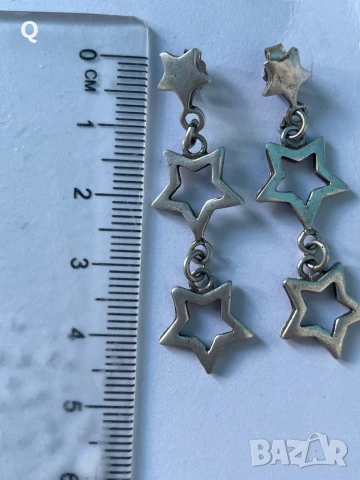Сребърни обеци звездички,проба 925 (9), снимка 2 - Обеци - 50965446