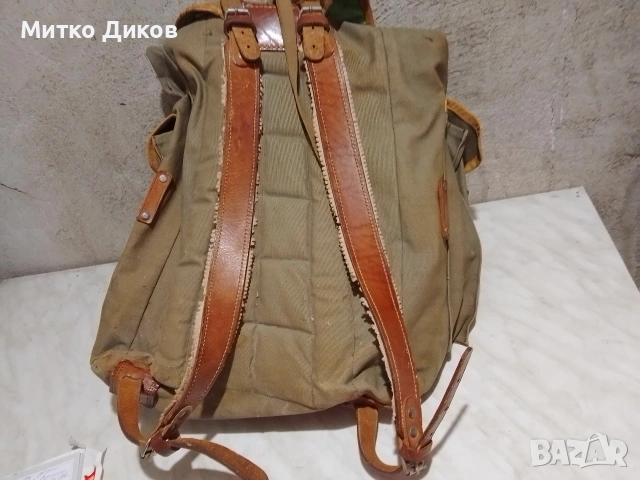 Брезентова раница от соца с кожен капак 51х43см, снимка 5 - Екипировка - 53649237