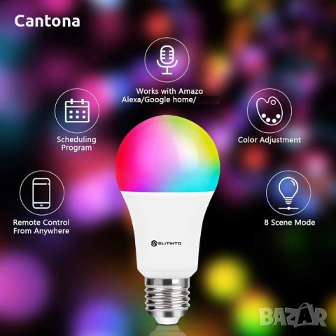 Bakibo Smart WiFi LED лампа, 9W 1000Lm, RGB, 2700-6500K, E27, Alexa и Google Home, снимка 2 - Лед осветление - 40089525