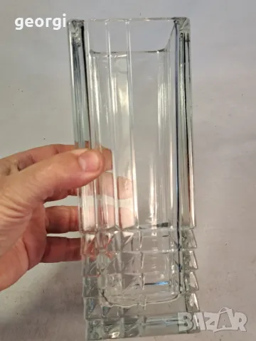 масивна стъклена квадратна ваза  6/3, снимка 4 - Вази - 49272144