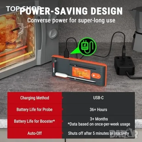Нов безжичен Bluetooth термометър за месо с 2 сонди за печене скара готвене Смарт контрол, снимка 3 - Друга електроника - 49217050