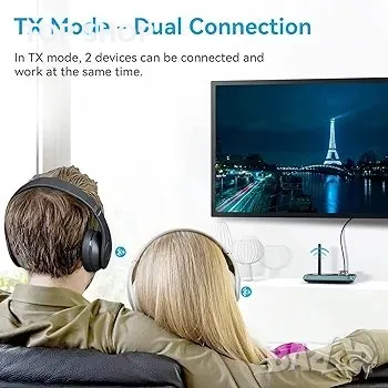 SOOMFON Bluetooth трансмитер приемник, 3 в 1 Bluetooth 5.0 аудио адаптер за 2 слушалки с LCD дисплей, снимка 6 - Друга електроника - 48777009