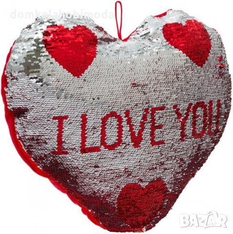 Плюшено сърце с пайети, 39х8х37 см, снимка 2 - Романтични подаръци - 35667155