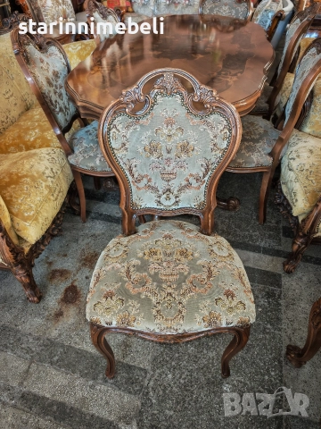 Бароков трапезен комплект маса с шест стола , снимка 5 - Маси - 52814578