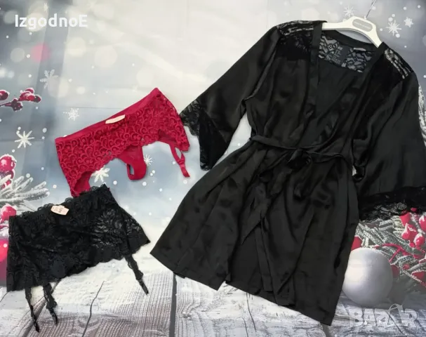 Victoria's secrets жартиери + сатенен халат H&M, снимка 7 - Бельо - 48407145