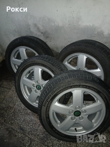 Лети джанти с гуми 15цола 5×100 57.1 шкода оем нови, снимка 18 - Гуми и джанти - 51922957
