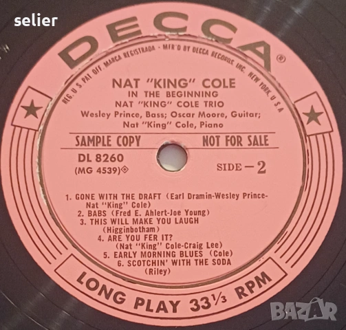 Nat 'King' Cole Trio – In The Beginning Издание 🇺🇸 USA 1956г PROMO издание Състояние на винила:VG+, снимка 4 - Грамофонни плочи - 53070383