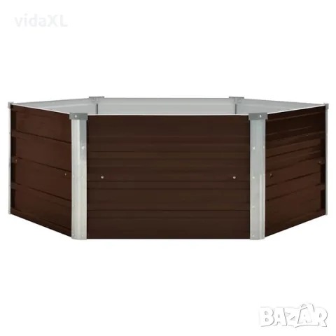 vidaXL Повдигната леха, кафява, 129x129x45 см, поцинкована стомана（SKU: 45710）, снимка 2 - Саксии и кашпи - 56089903