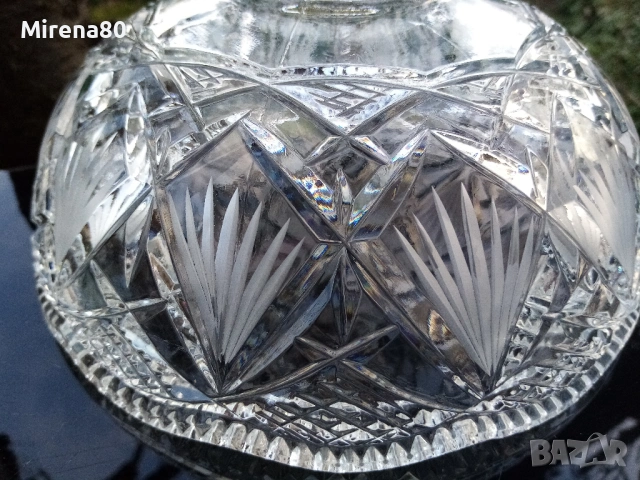 Кристална купа на пиедестал, снимка 4 - Други - 53714199