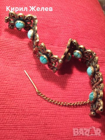 ВЪЗРОЖДЕНСКА БРОНЗОВА ЕТНО ГРИВНА с НАТУРАЛНИ ШЛИФОВАНИ СКЪПОЦЕННИ КАМЪНИ ТУРМАЛИН МАЙСТОРСКА 23471, снимка 2 - Антикварни и старинни предмети - 33846568