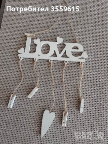 дървен надпис Любов за окачване, снимка 2 - Декорация за дома - 39151831