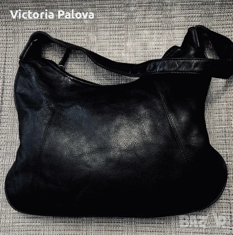 Черна кожена чанта, снимка 2 - Чанти - 50968531