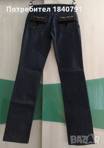 НОВИ дамски дънки Emporio Armani – кожени детайли, дълги – размер 28, снимка 6 - Дънки - 34450617