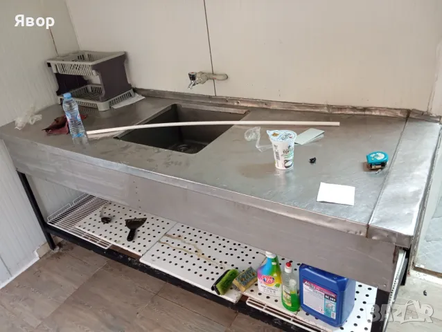 Професионална мивка алпака с работен плод и долен рафт