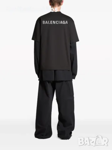BALENCIAGA Black Reflective Logo Print Relaxed Fit Мъжка / Дамска Тениска size M (L), снимка 6 - Тениски - 47275224
