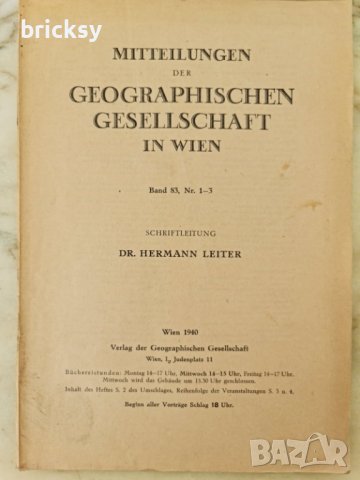 Mitteilungen der geographischen Gesellschaft in Wien Band 83 1940